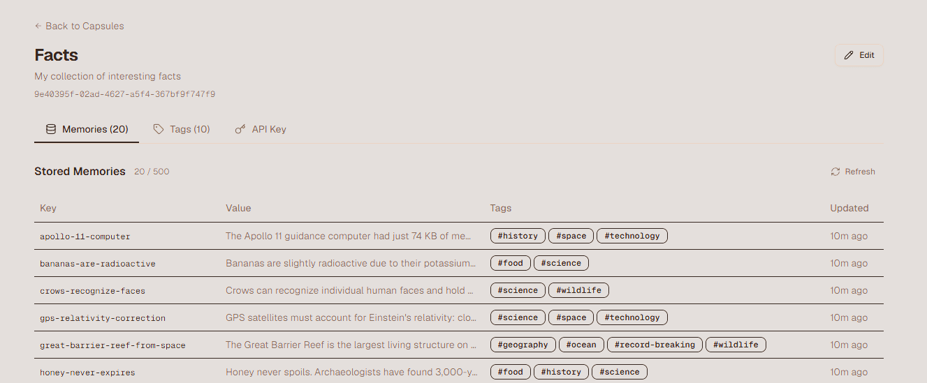 Memory Tags in List View
