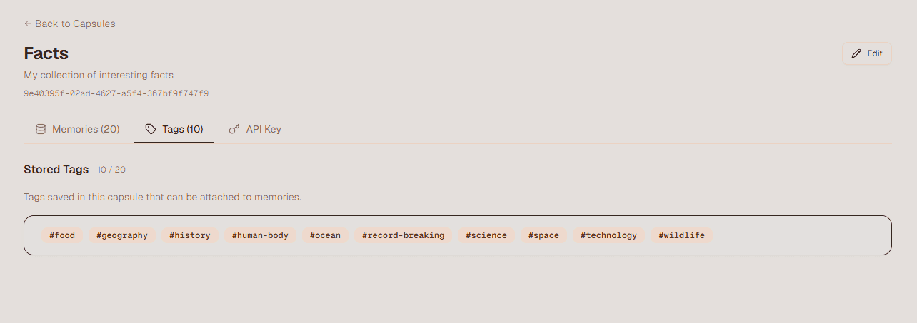 Tags Tab Dashboard View